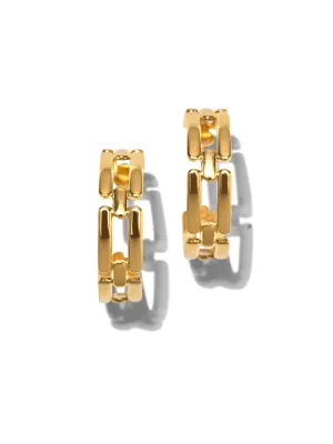 Gold Bravura Chain Hoop Post Earrings