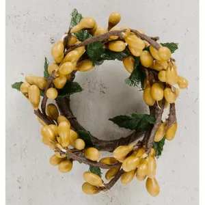 Gold Pip & Leaves Candle Ring - 1"