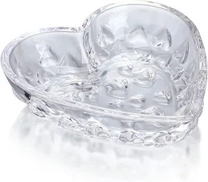H&D HYALINE & DORA 5.1'' Crystal Jewelry Tray for Women, Heart Shaped Jewelry Plate Ring Dish, Clear Trinket Dish for Jewelry, Ring Dish for Birthday Friends Daily Family