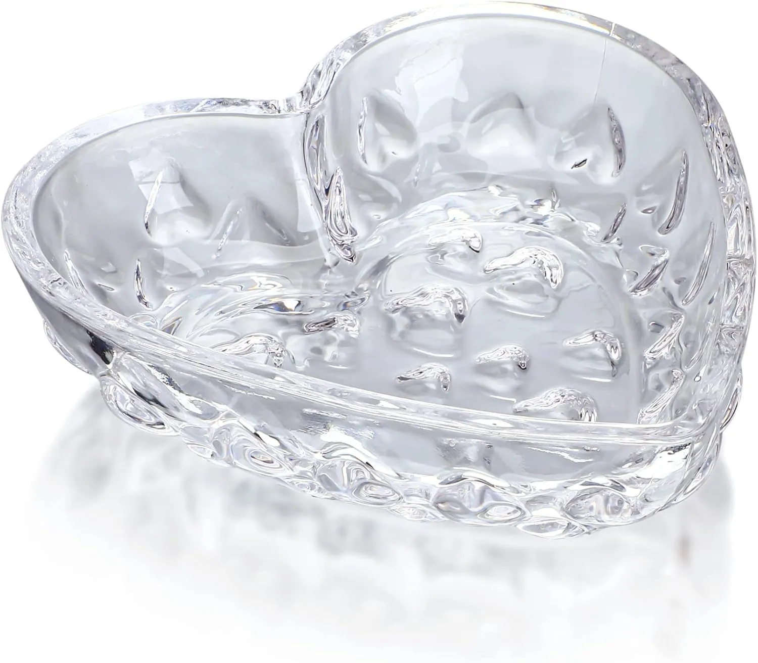 H&D HYALINE & DORA 5.1'' Crystal Jewelry Tray for Women, Heart Shaped Jewelry Plate Ring Dish, Clear Trinket Dish for Jewelry, Ring Dish for Birthday Friends Daily Family