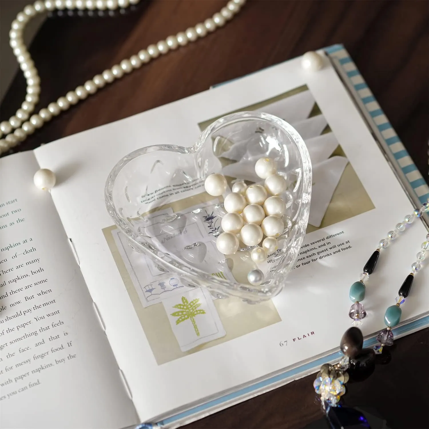 H&D HYALINE & DORA 5.1'' Crystal Jewelry Tray for Women, Heart Shaped Jewelry Plate Ring Dish, Clear Trinket Dish for Jewelry, Ring Dish for Birthday Friends Daily Family