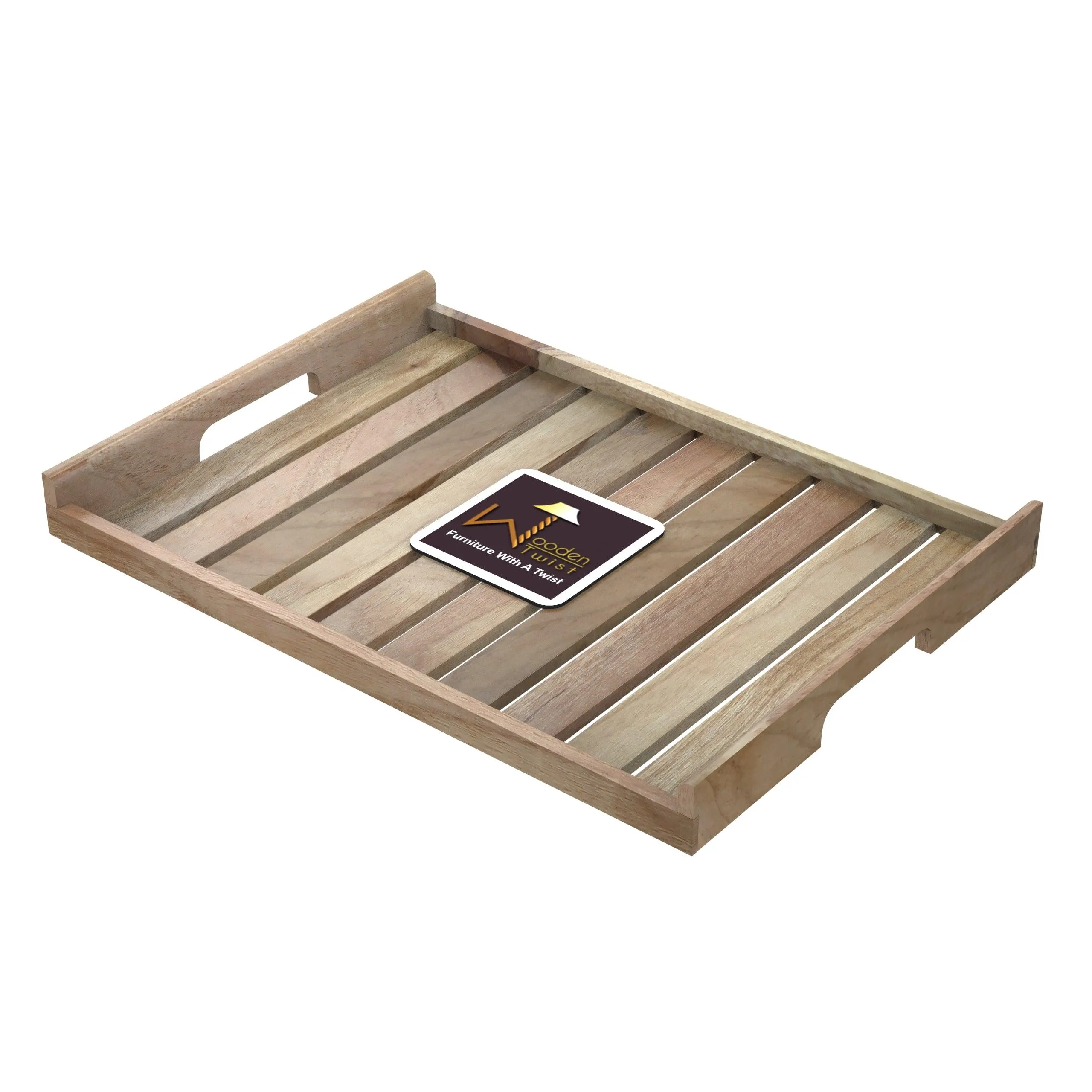 Handmade Teak Wood Serving Tray - Rustic Wooden Platter for Elegant Serving