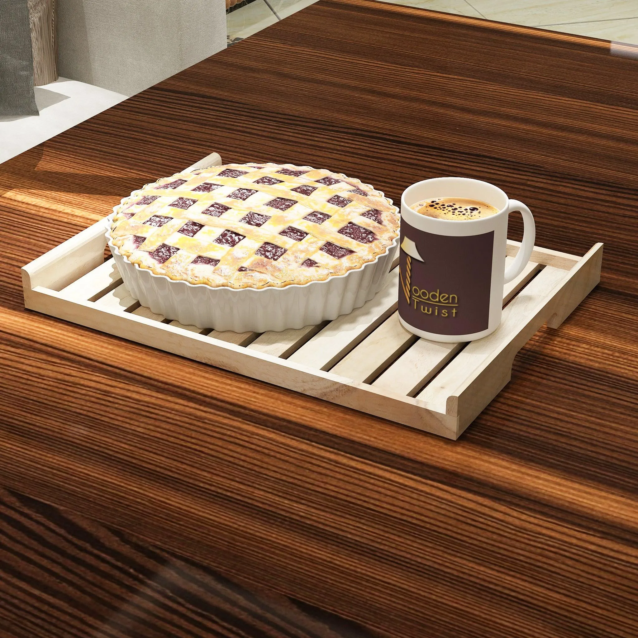 Handmade Teak Wood Serving Tray - Rustic Wooden Platter for Elegant Serving