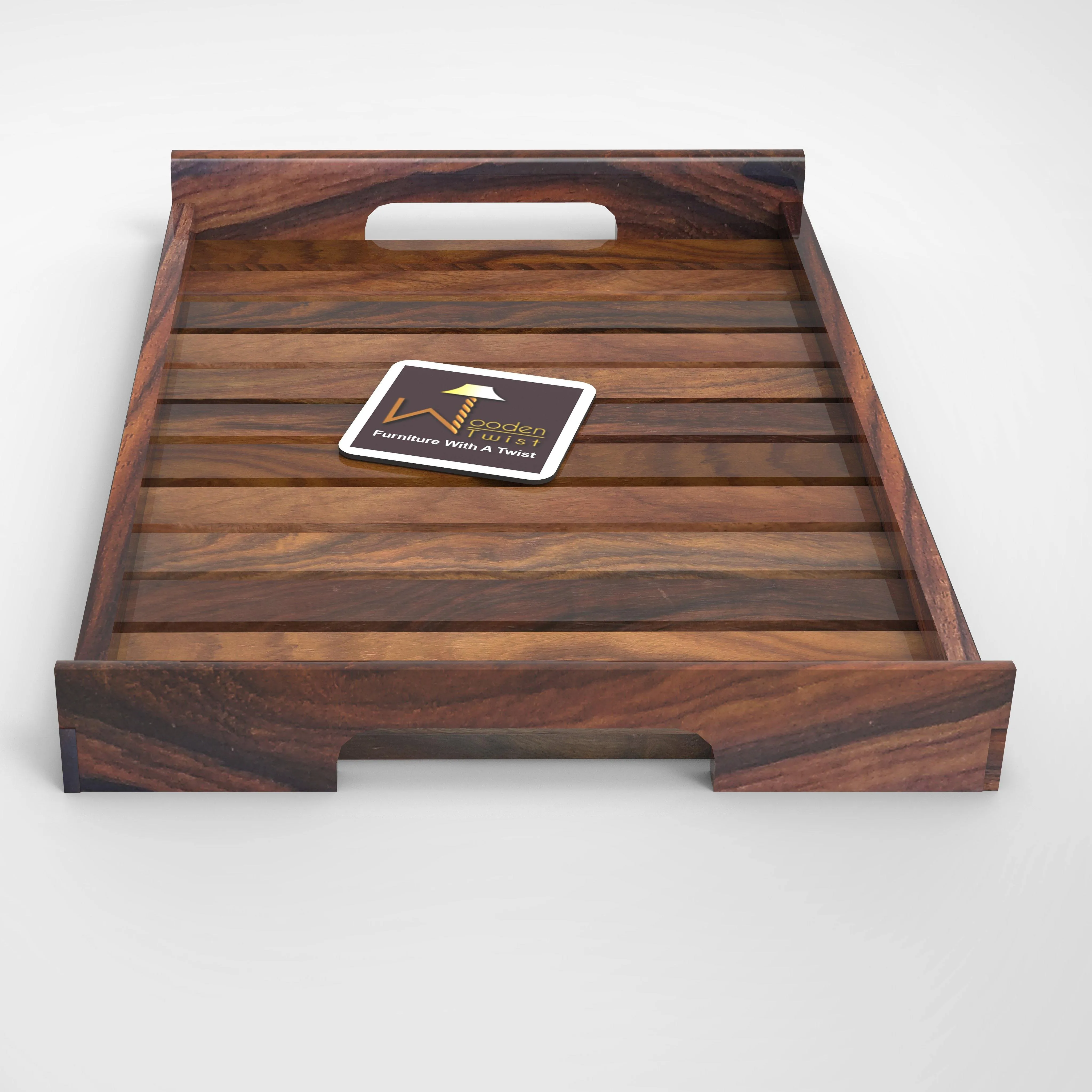 Handmade Teak Wood Serving Tray - Rustic Wooden Platter for Elegant Serving