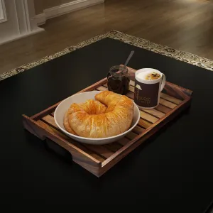 Handmade Teak Wood Serving Tray - Rustic Wooden Platter for Elegant Serving