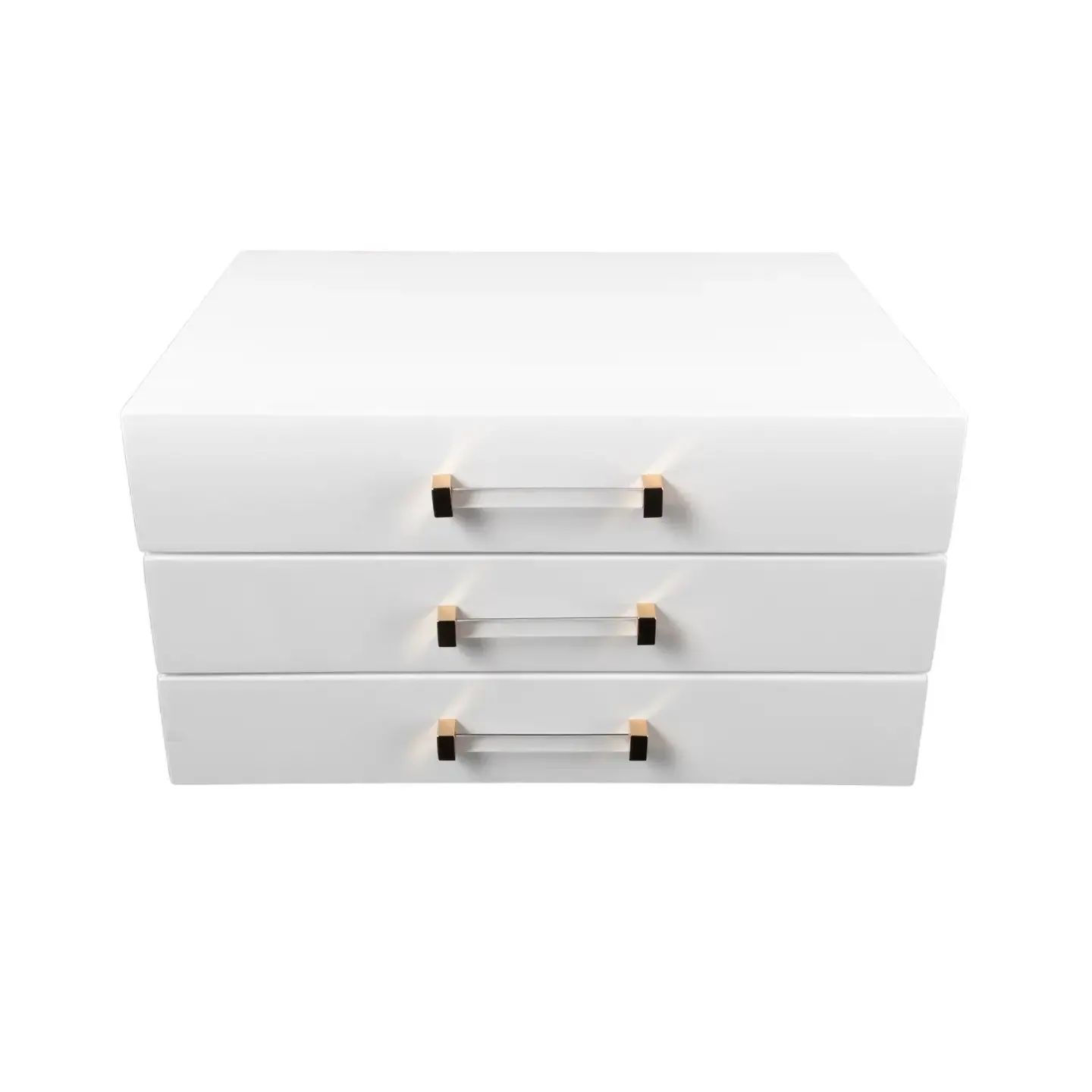 High Gloss Jewelry Box With Acrylic Handle Drawers