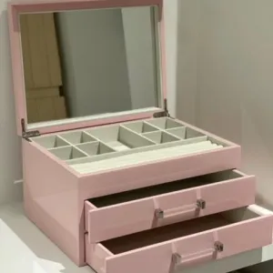High Gloss Jewelry Box With Acrylic Handle Drawers