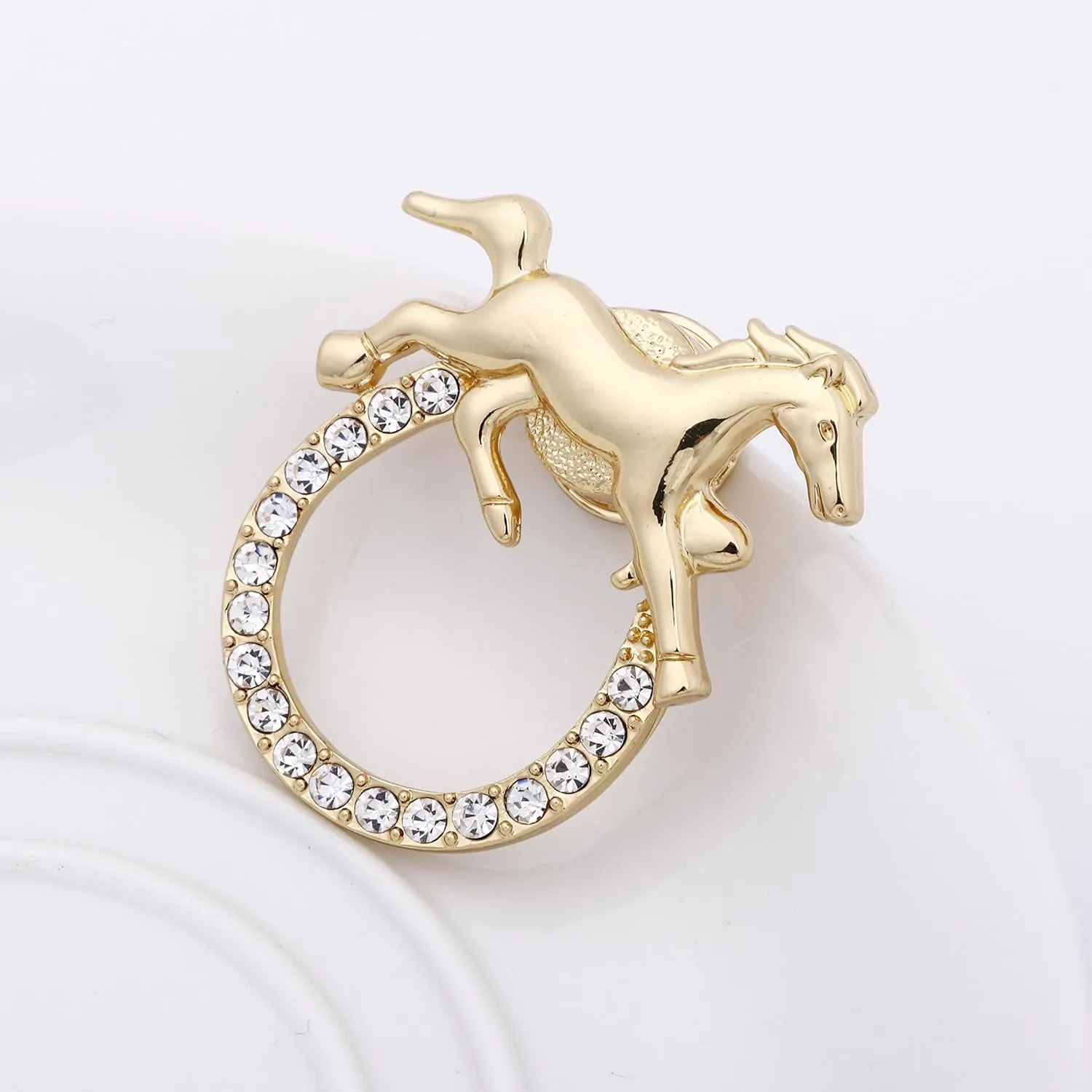 Horse Lucky Horseshoe Magnetic Brooch Eyeglass Holder 3 Tone