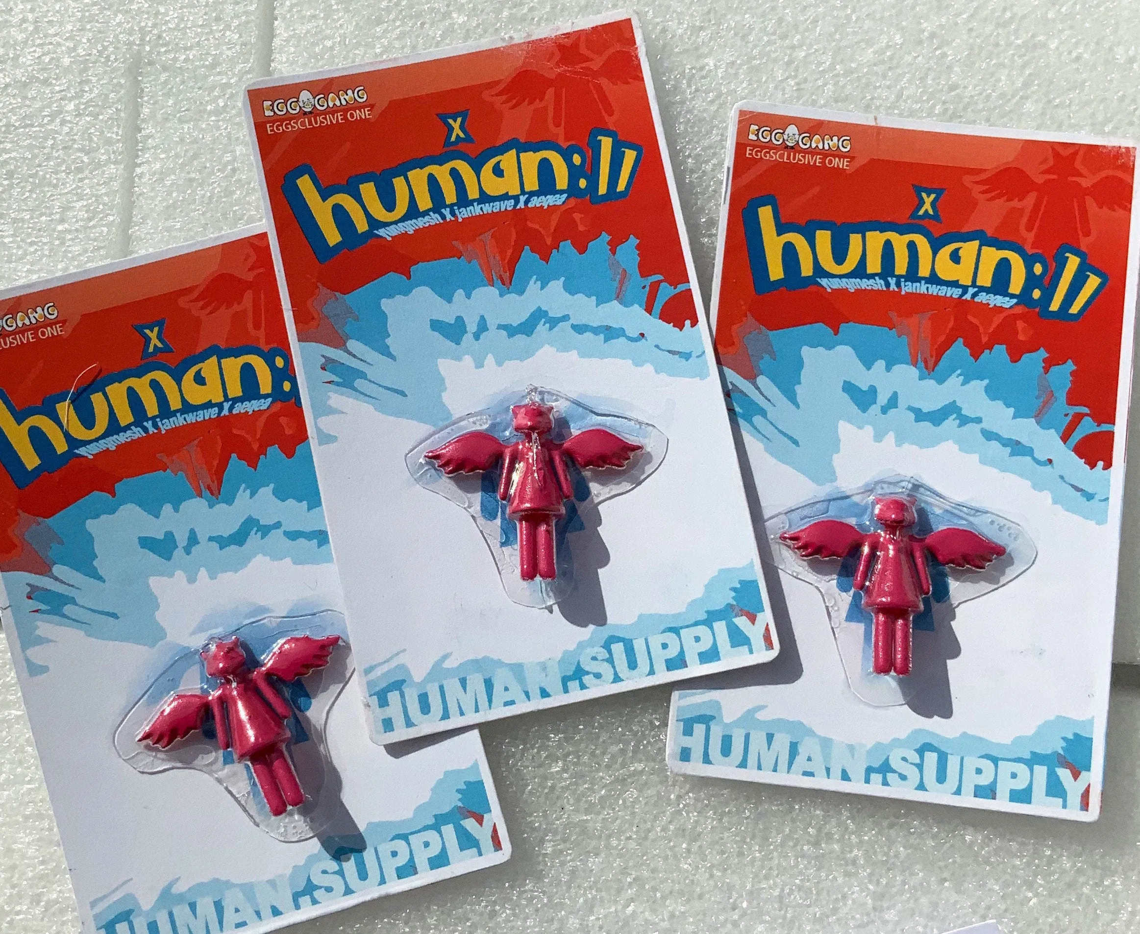human://Mewhead custom carded mini figure EggGang Edition of 3 w/ Jankwave x YungMesh x AEQEA