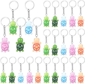 Inbagi 25 Pcs Mini Turtle Keychain Bulk Party Favors Tiny Turtles Resin Figures Handbag Pendant Multicolor Sea Turtle Figurine Charms for Birthday Prize Party Supplies