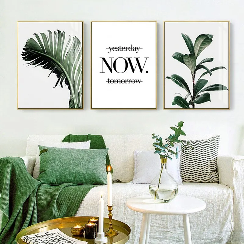 Inspirational Quotes Posters Golden Pineapple Green Leaf Monstera Wall Art Fine Art Canvas Prints For Living Room Home Office Decor