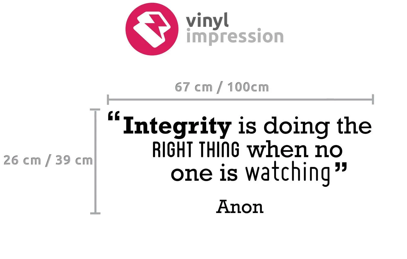 Integrity' Motivational Quote Wall Sticker