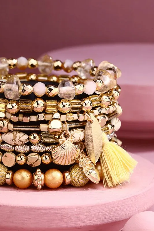 Ivory 8- Strand Bohemian Beach Stretch Bracelet