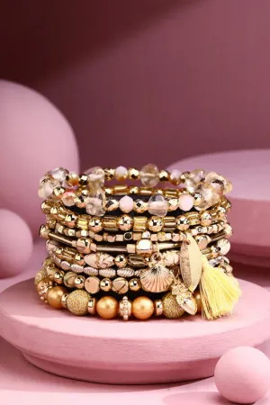 Ivory 8- Strand Bohemian Beach Stretch Bracelet