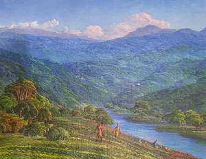 Jean Adrien Seide 12"x16" Women By The River & Mountains 2022 Acrylic on Canvas Painting #11MFN