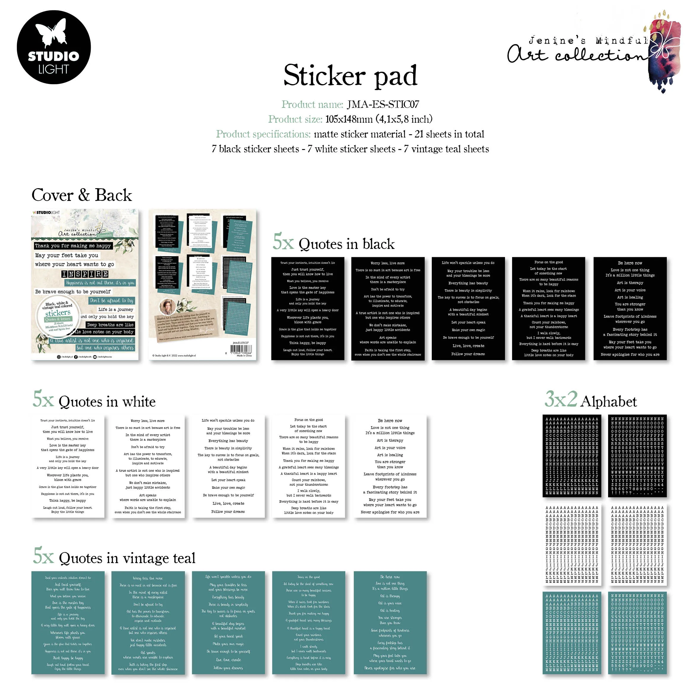 JMA Sticker Pad Quotes/Letters Essentials 105x148x4mm 21 SH nr.07