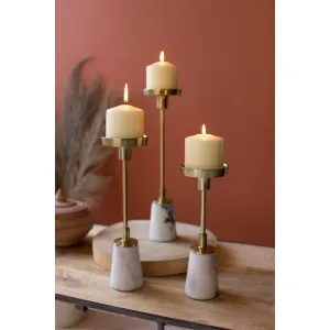 Kalalou - SET OF THREE BRASS TAPER CANDLE HOLDERS WITH MARBLE BASES - NTK1006
