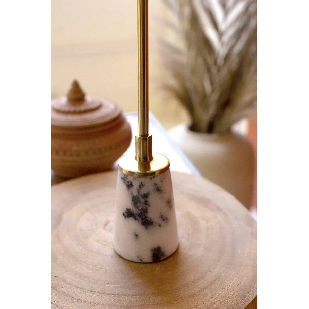 Kalalou - SET OF THREE BRASS TAPER CANDLE HOLDERS WITH MARBLE BASES - NTK1006
