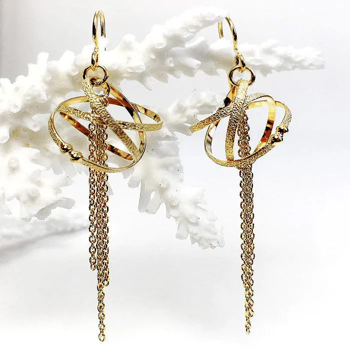 Kathleen Maley gold vermeil Mobius earrings with tassels