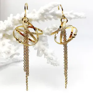 Kathleen Maley gold vermeil Mobius earrings with tassels
