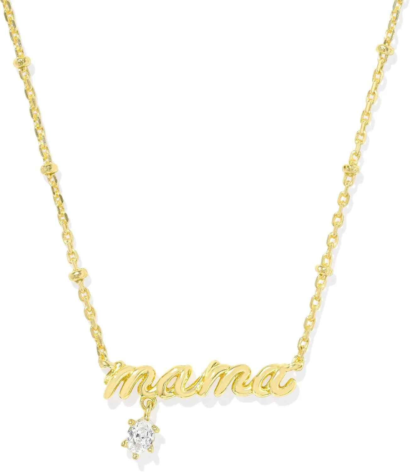 Kendra Scott Mama Crystal Short Pendant Necklace, White Cubic Zirconia, Fashion Jewelry for Women