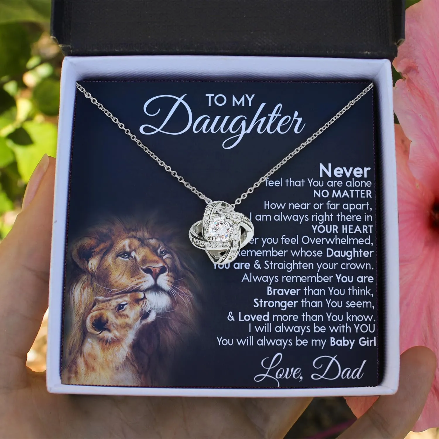 Larvincy To My Daughter Necklace From Dad With Heartfelt Message & Elegant Box, Gifts For Daughter From Father, Beautiful Gold Jewelry Gift From Love Daddy On Graduation, Birthday, Wedding, Christmas
