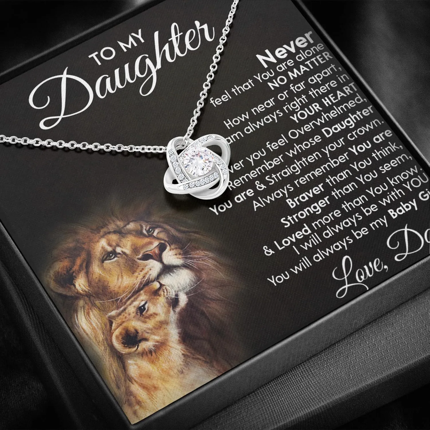 Larvincy To My Daughter Necklace From Dad With Heartfelt Message & Elegant Box, Gifts For Daughter From Father, Beautiful Gold Jewelry Gift From Love Daddy On Graduation, Birthday, Wedding, Christmas