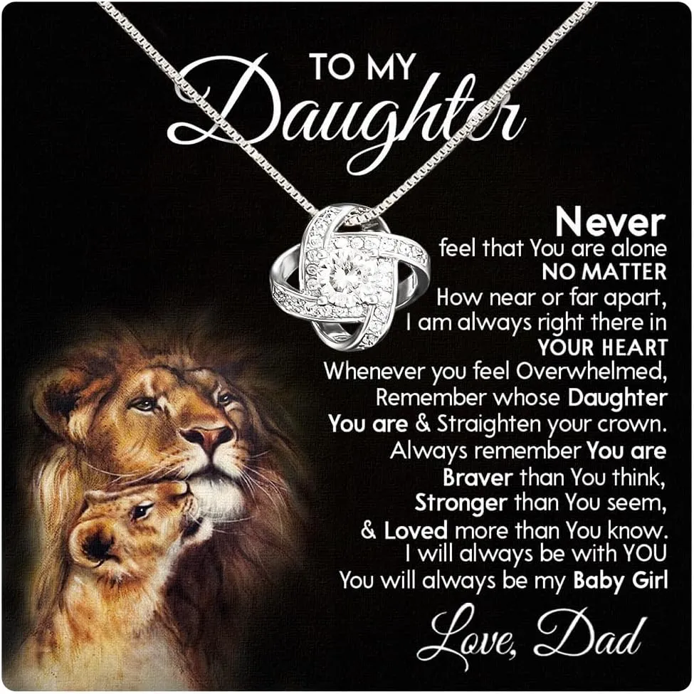 Larvincy To My Daughter Necklace From Dad With Heartfelt Message & Elegant Box, Gifts For Daughter From Father, Beautiful Gold Jewelry Gift From Love Daddy On Graduation, Birthday, Wedding, Christmas