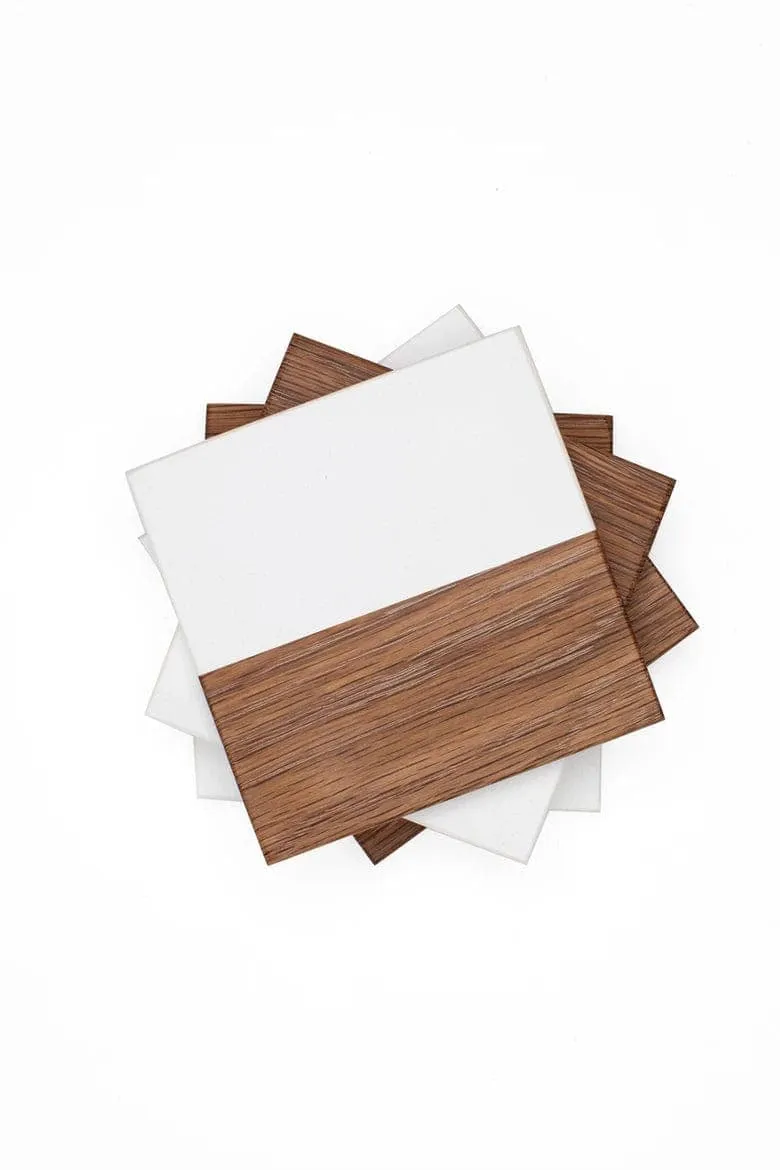 Maple and White Epoxy Coaster Set