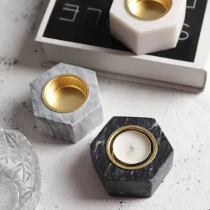 Marble Tea Light Candle Holders - Set of 3