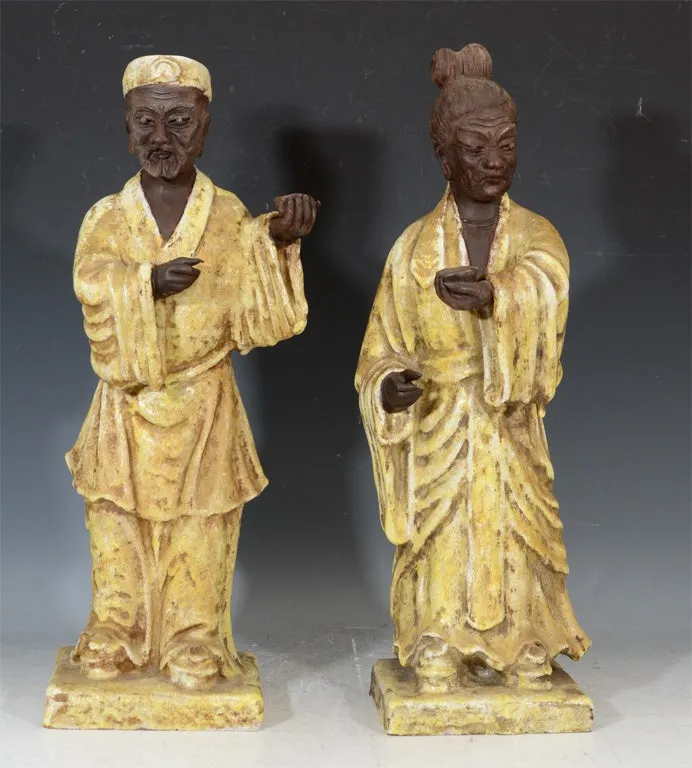 Marcello Fantoni Ceramic Sculptural Asian Figures, Signed