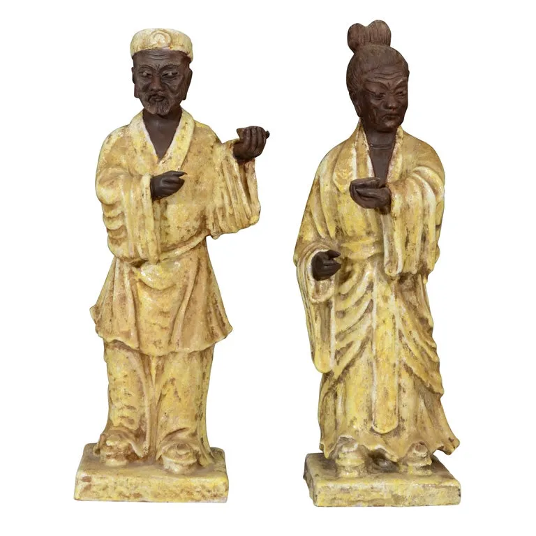 Marcello Fantoni Ceramic Sculptural Asian Figures, Signed