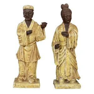 Marcello Fantoni Ceramic Sculptural Asian Figures, Signed