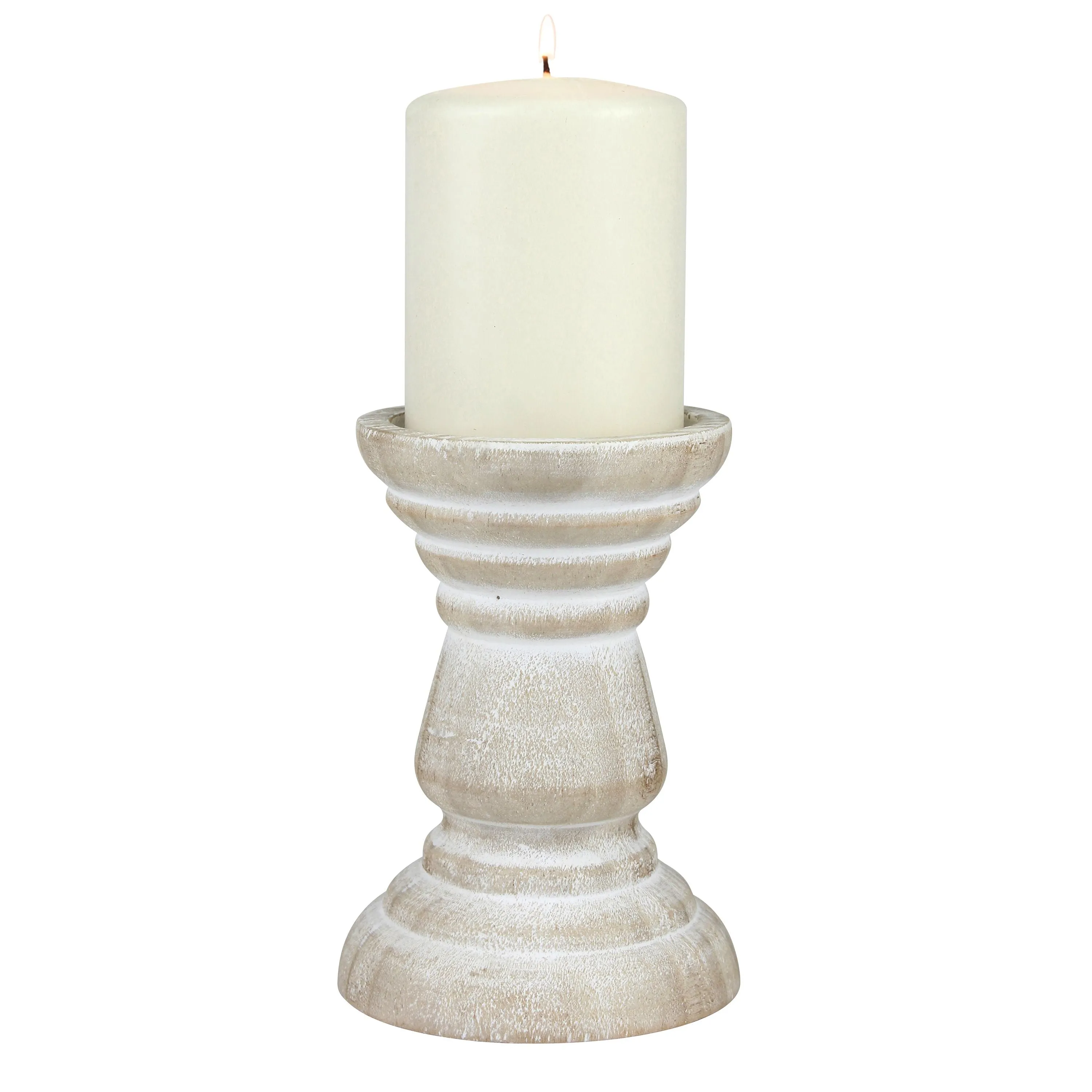 Medium White Beach House Pillar Candle Holder (WS)