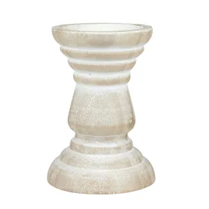 Medium White Beach House Pillar Candle Holder (WS)
