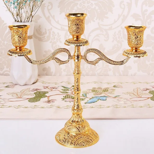Metal Candle Holders With Hollow Design For Tabletop At Wedding Or Home Decor
