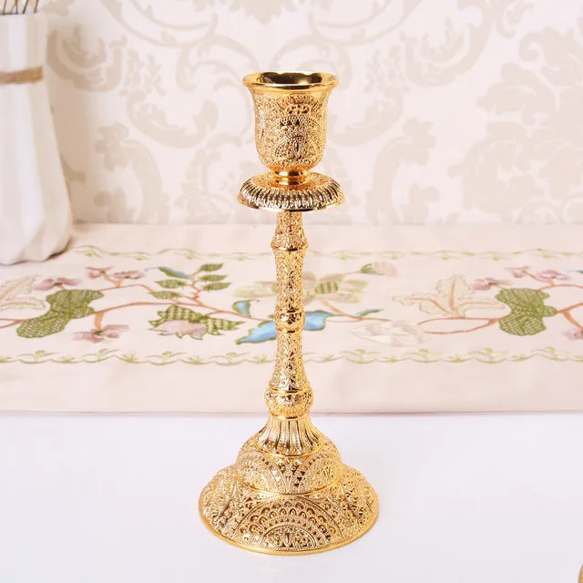 Metal Candle Holders With Hollow Design For Tabletop At Wedding Or Home Decor