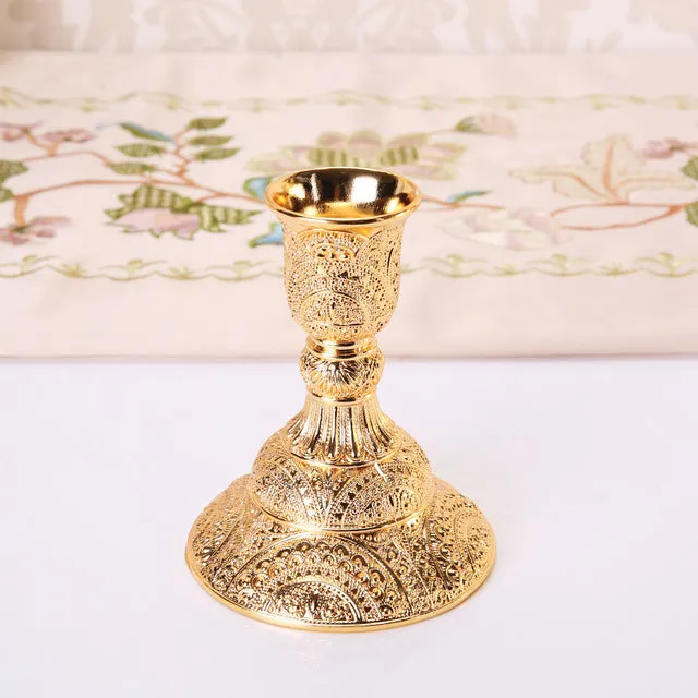 Metal Candle Holders With Hollow Design For Tabletop At Wedding Or Home Decor