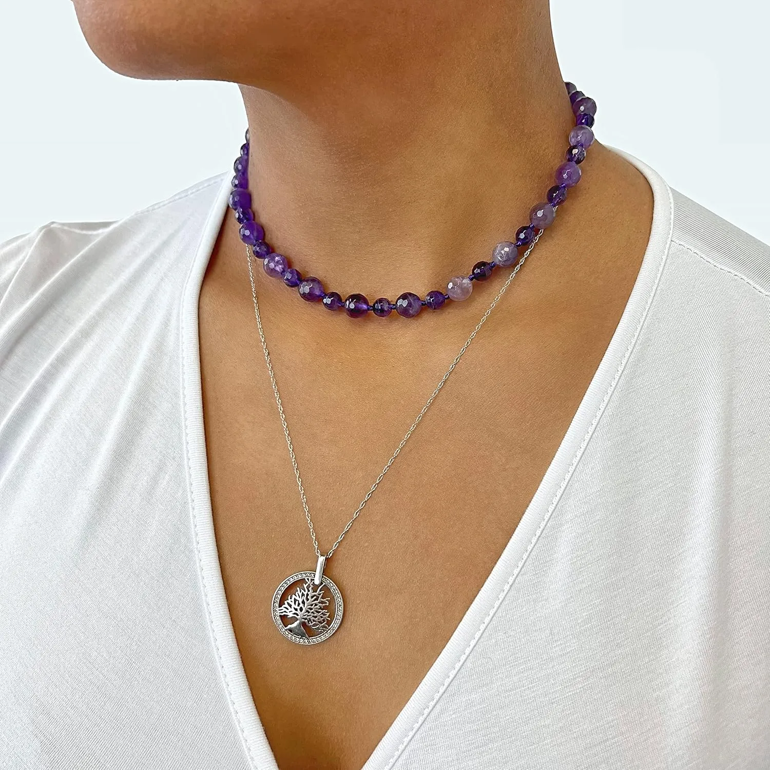 MGR MY GEMS ROCK! Beaded Semi Precious Stone Alternating Stone or Same Stone Collar or Choker Necklace for Wome, 14.50" Long with 3" Extender.