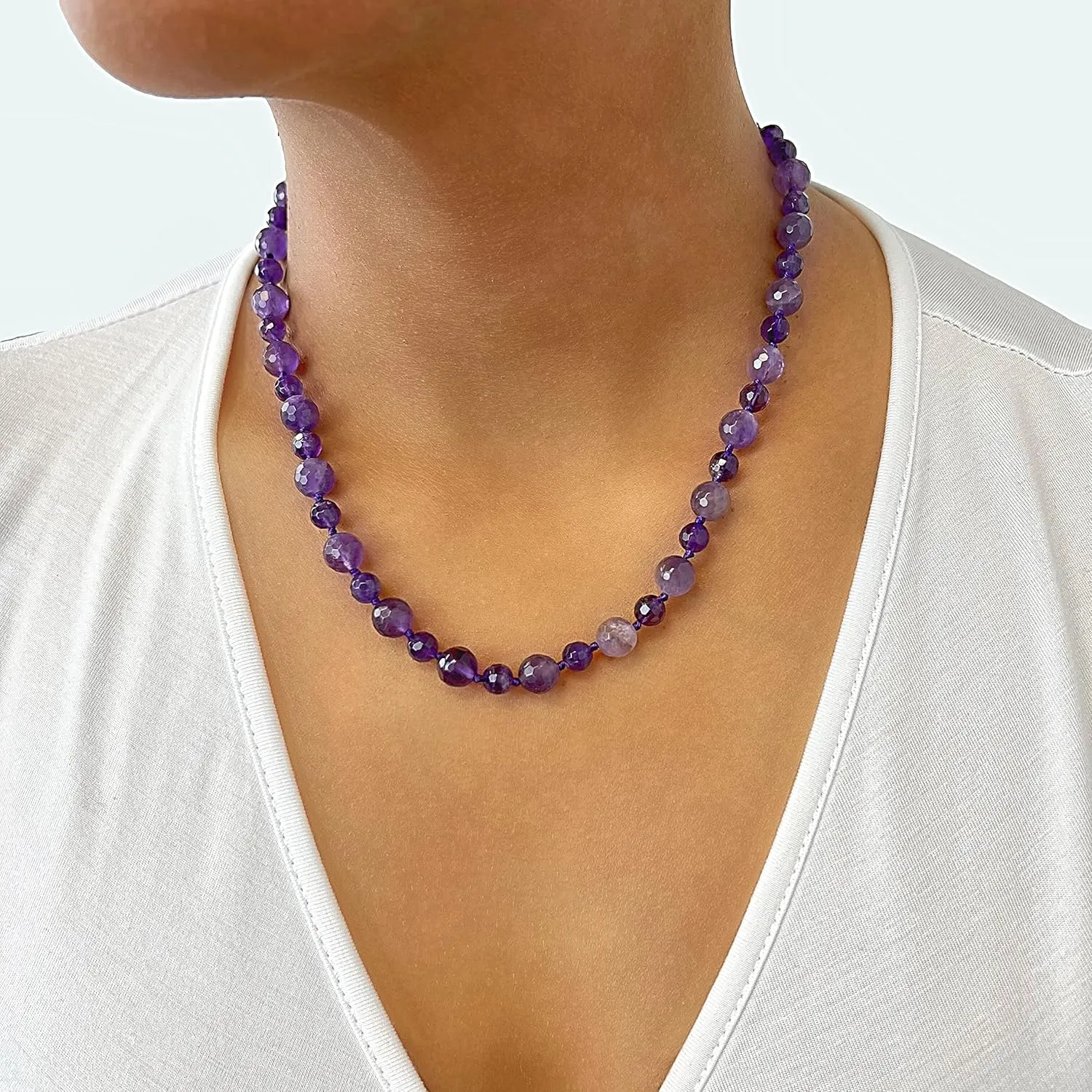 MGR MY GEMS ROCK! Beaded Semi Precious Stone Alternating Stone or Same Stone Collar or Choker Necklace for Wome, 14.50" Long with 3" Extender.