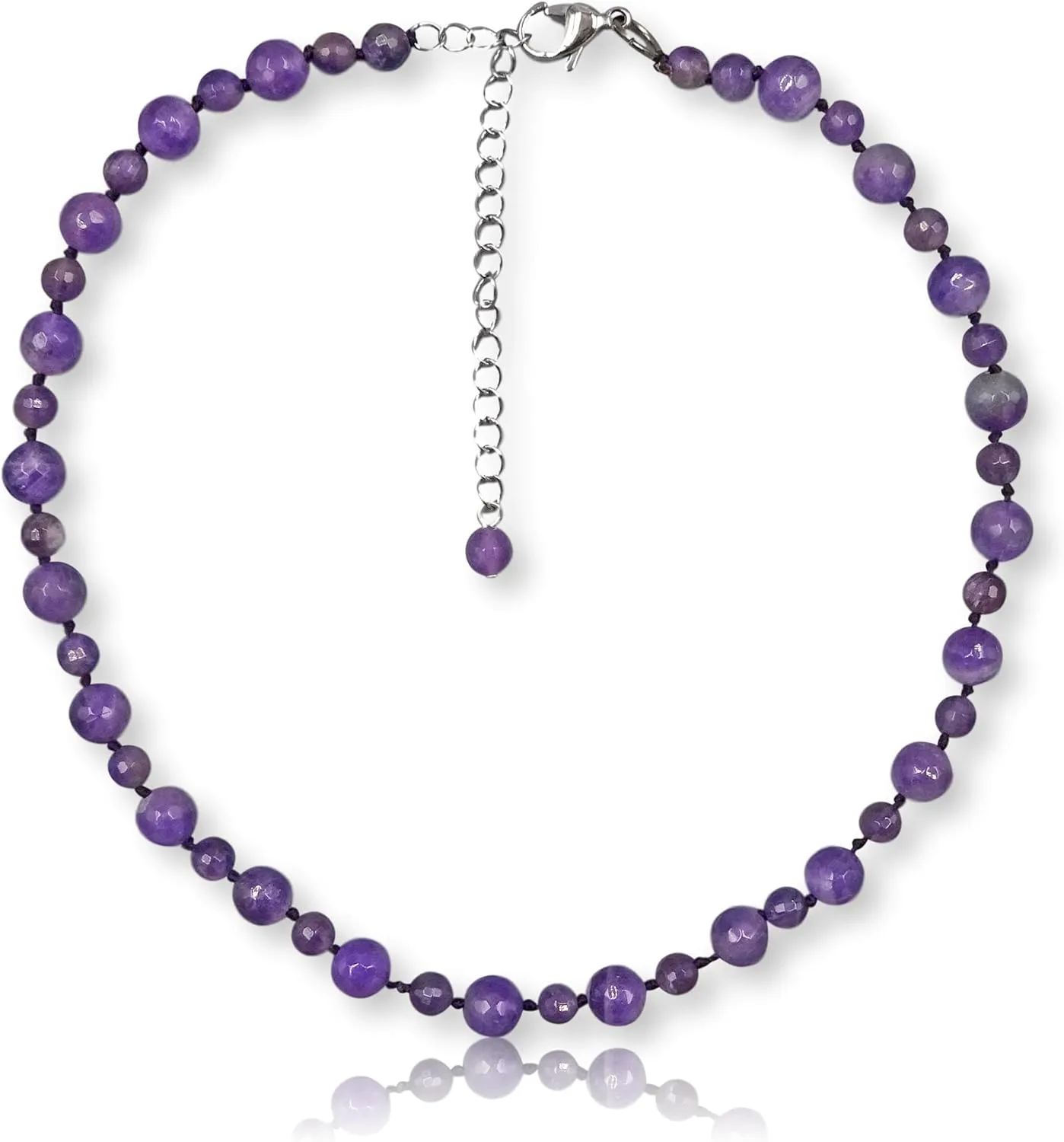 MGR MY GEMS ROCK! Beaded Semi Precious Stone Alternating Stone or Same Stone Collar or Choker Necklace for Wome, 14.50" Long with 3" Extender.
