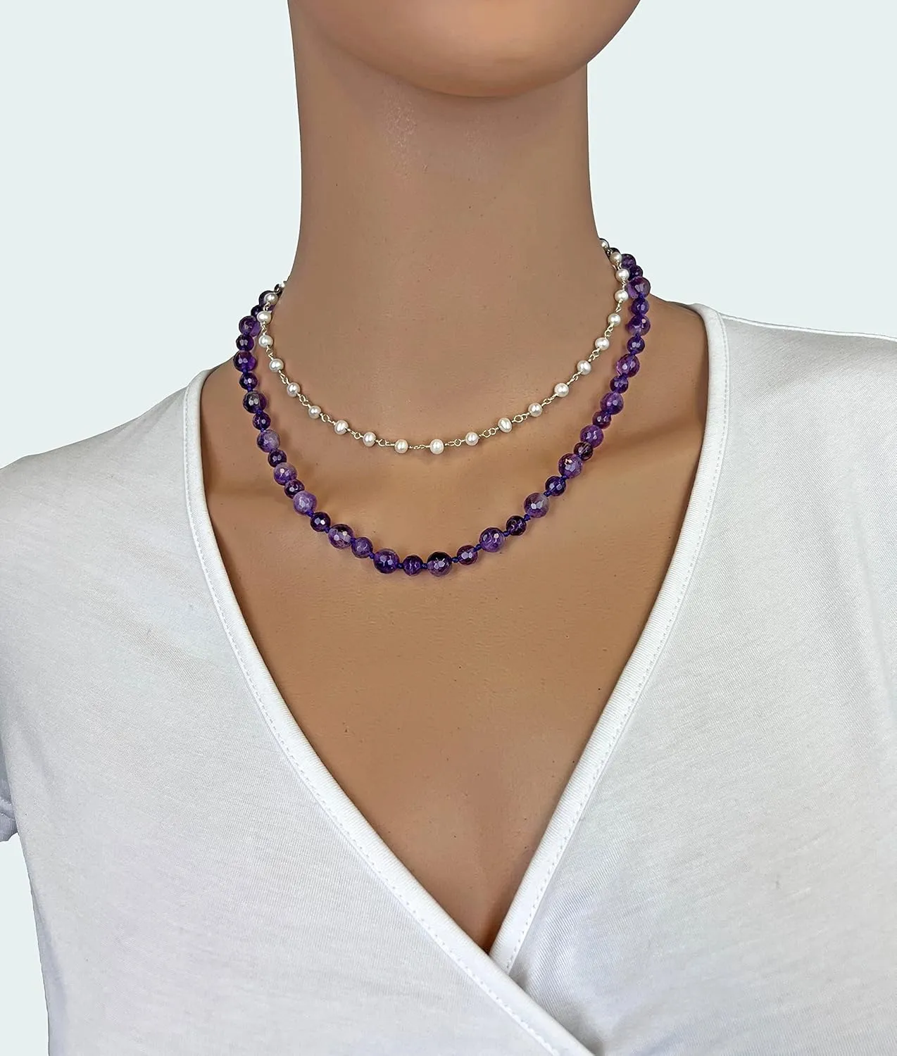 MGR MY GEMS ROCK! Beaded Semi Precious Stone Alternating Stone or Same Stone Collar or Choker Necklace for Wome, 14.50" Long with 3" Extender.