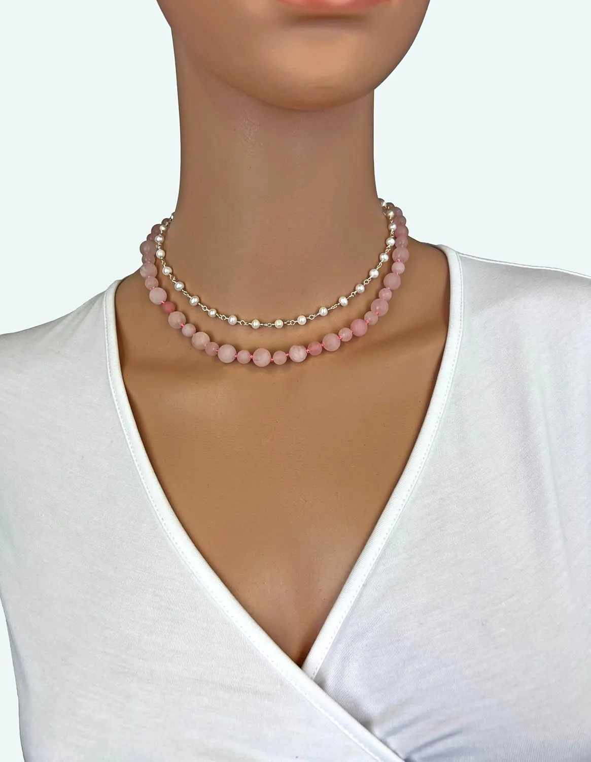 MGR MY GEMS ROCK! Beaded Semi Precious Stone Alternating Stone or Same Stone Collar or Choker Necklace for Wome, 14.50" Long with 3" Extender.