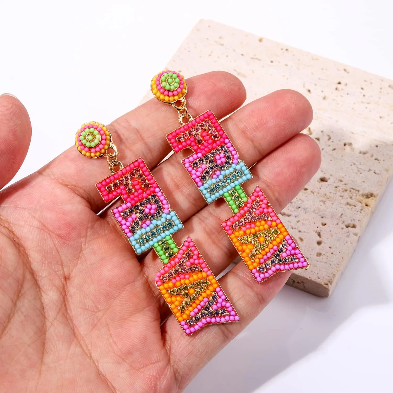MOLOCH Teacher Earrings - Beaded Rhinestone Maestra Dangle Earrings for Back to School and Teacher Appreciation Gifts