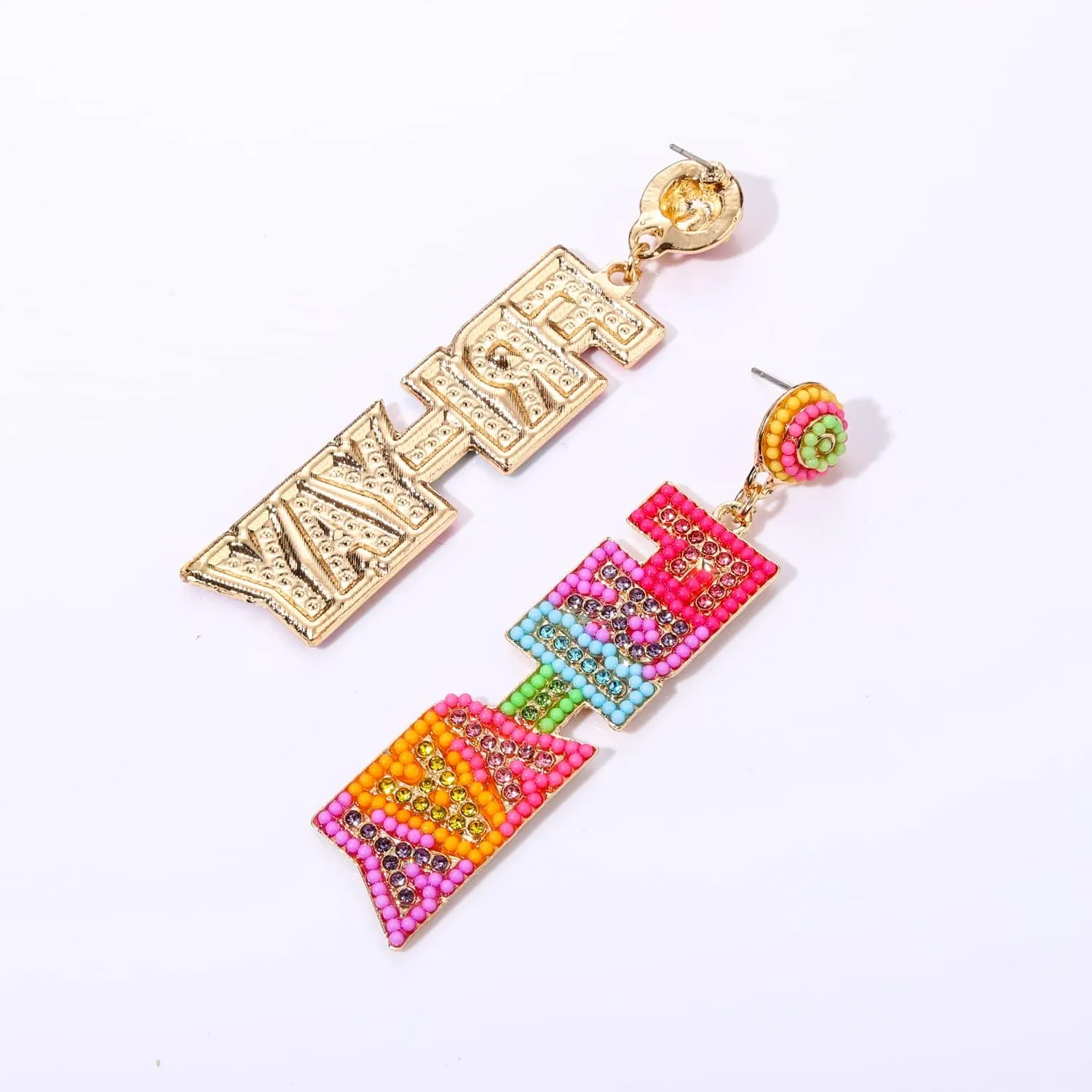 MOLOCH Teacher Earrings - Beaded Rhinestone Maestra Dangle Earrings for Back to School and Teacher Appreciation Gifts