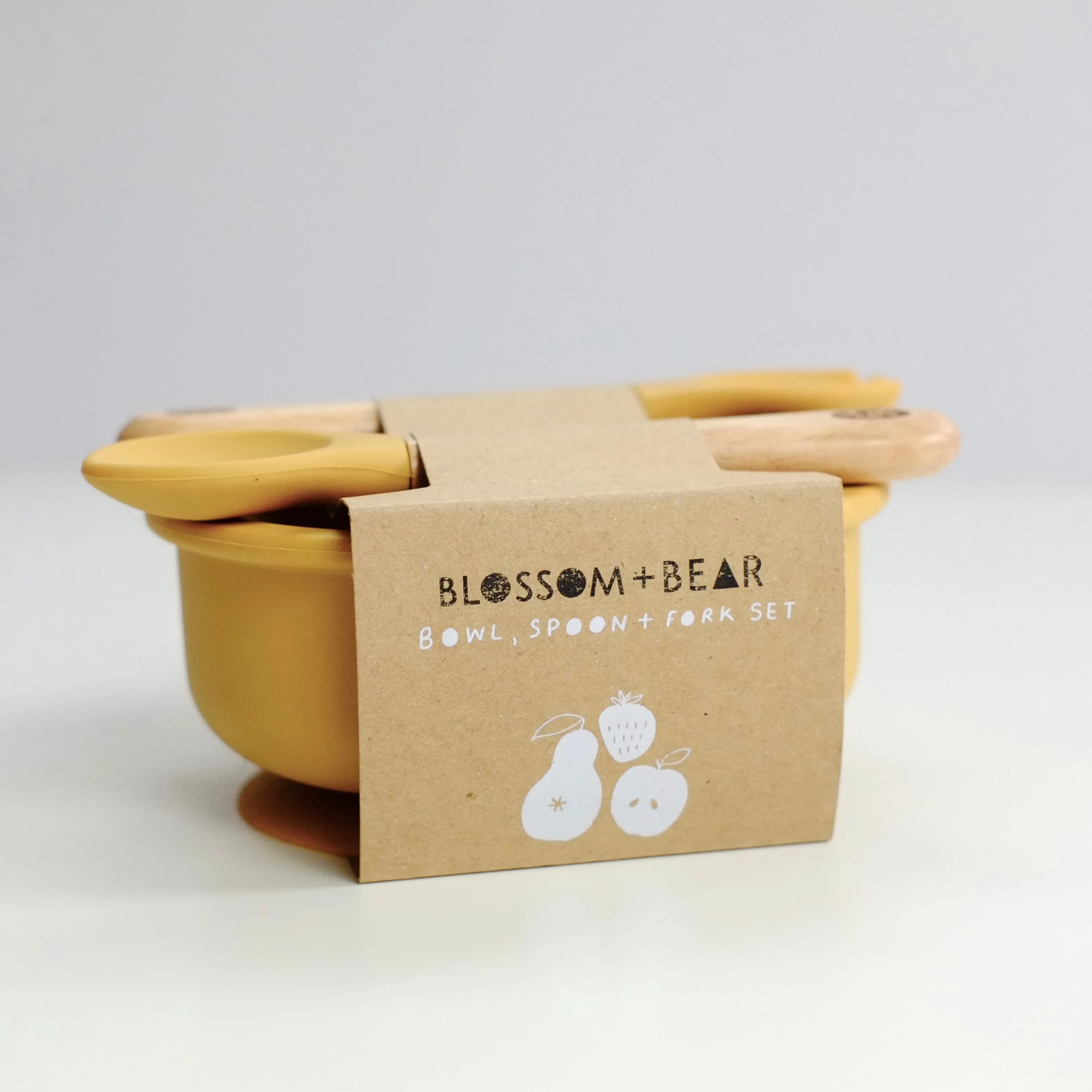 Mustard 'Cub' Silicone Suction Bowl And Cutlery  Set