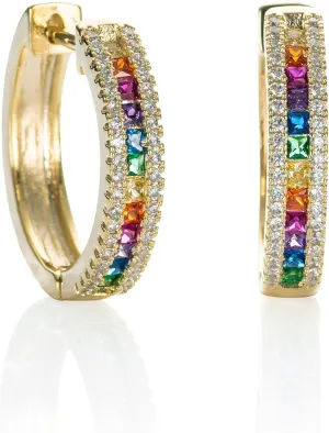 Namana Hoop Earrings with Colored Stones, Silver or Gold Hoops, Colorful Women's Jewelry Gifts