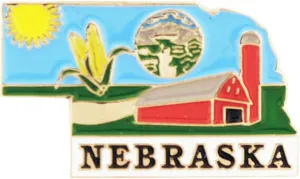 Nebraska State Shaped Map Lapel Metal Pin