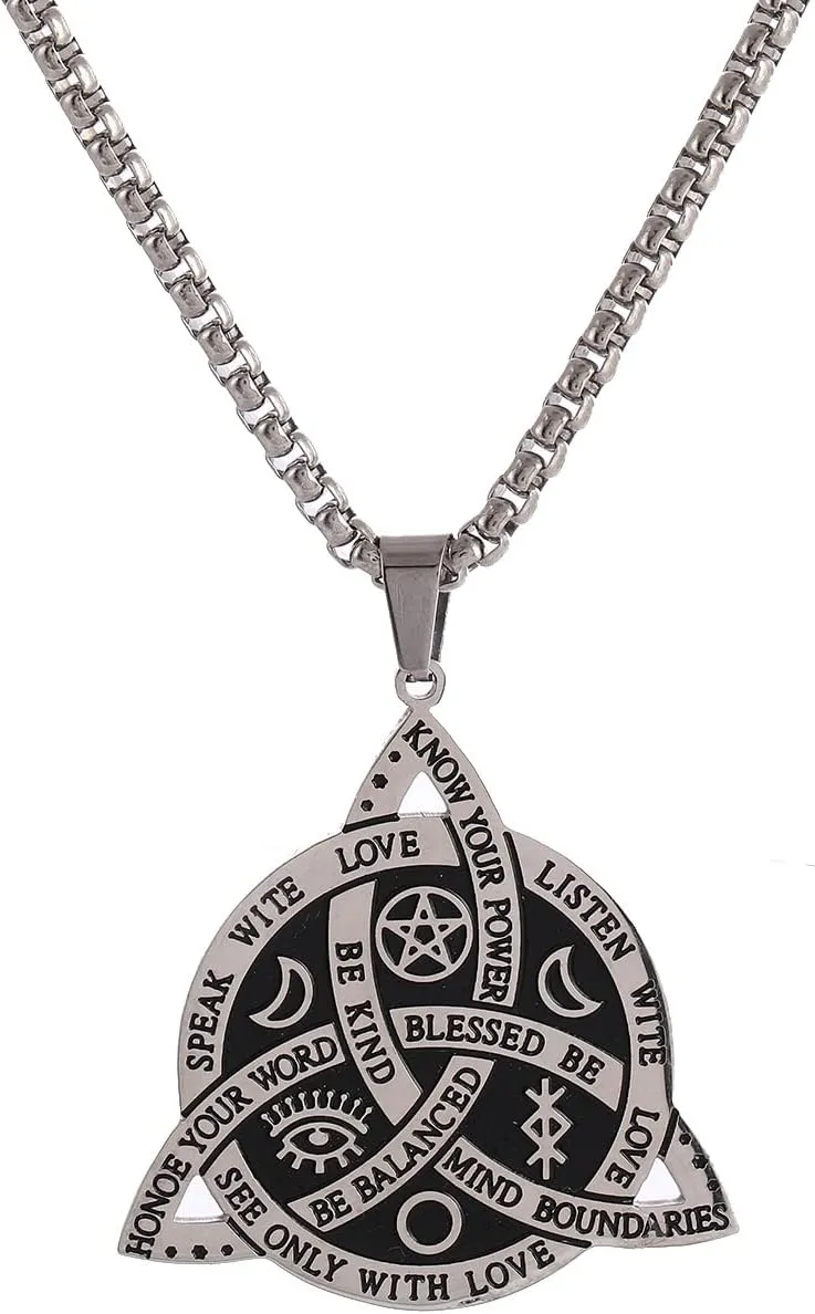 NIGHTCRUZ Witch Knot Necklace - Triple Goddess Triquetra Pendent - Irish Christian Trinity Knot Necklace