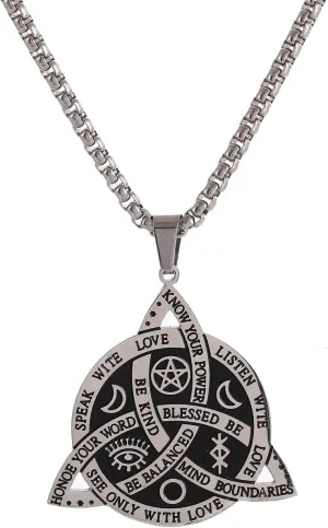 NIGHTCRUZ Witch Knot Necklace - Triple Goddess Triquetra Pendent - Irish Christian Trinity Knot Necklace